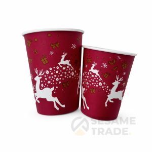 2 DL XMAS PAPÍRPOHÁR PIROS